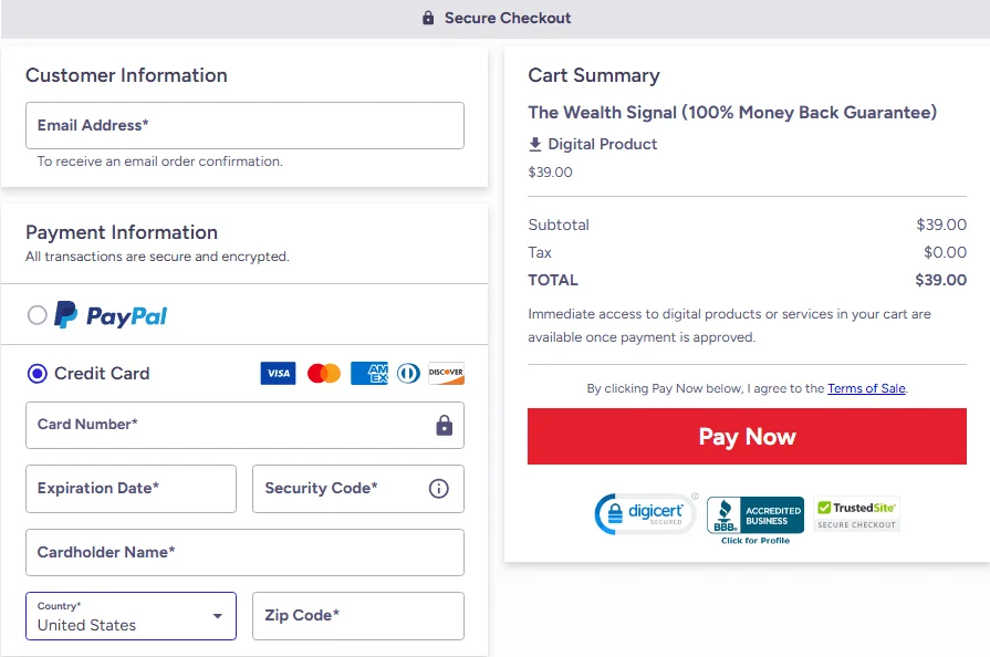 The-Wealth-Signal-checkout-page